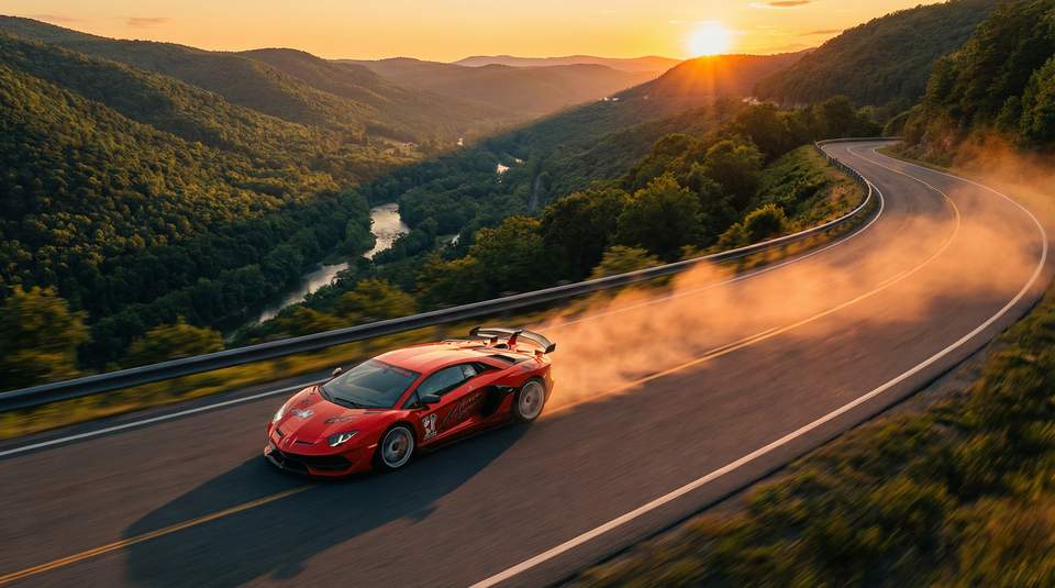 国产自拍视频：红色Aventador SVJ山路激驾